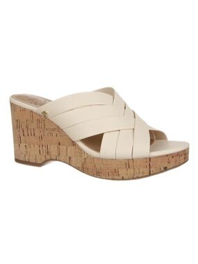 Sam & Libby Cream Woven Cork Wedge Slide